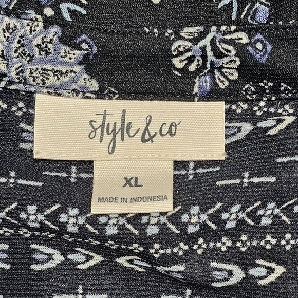 Style & Co Bohemian Floral Patterned Geo-Print Lace-Hem Peasant Top - Picture 3 of 16